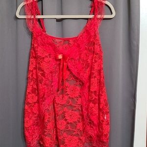 Lacy red roses lingerie top size approx L